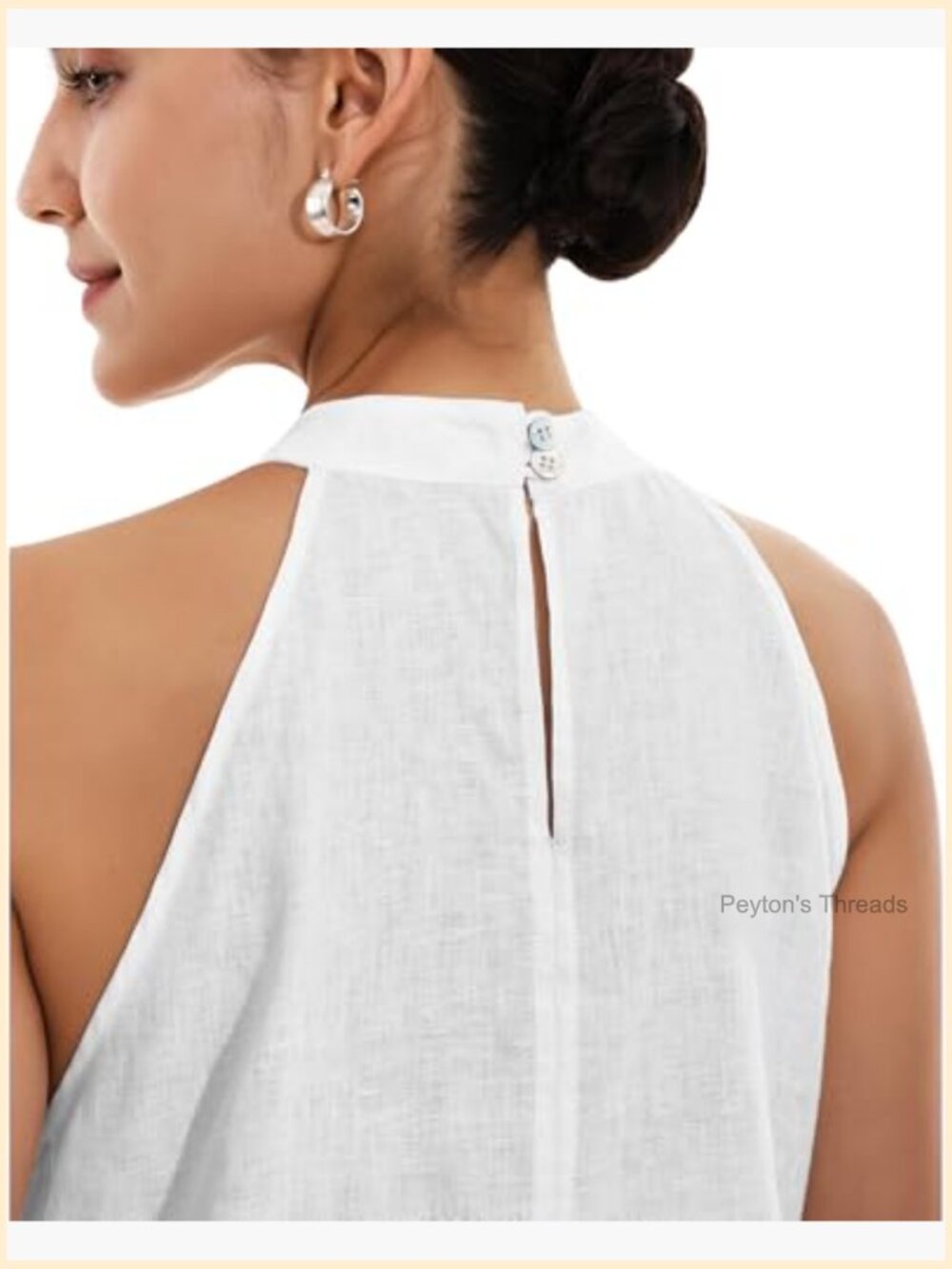 100% Linen Halter Neck A-Line Midi Sundress Sleeveless - Picture 5 of 7